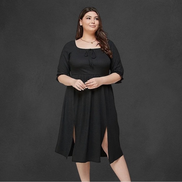 Haute Fox Dresses & Skirts - Plus Square Neck Midi Dress with Slits
